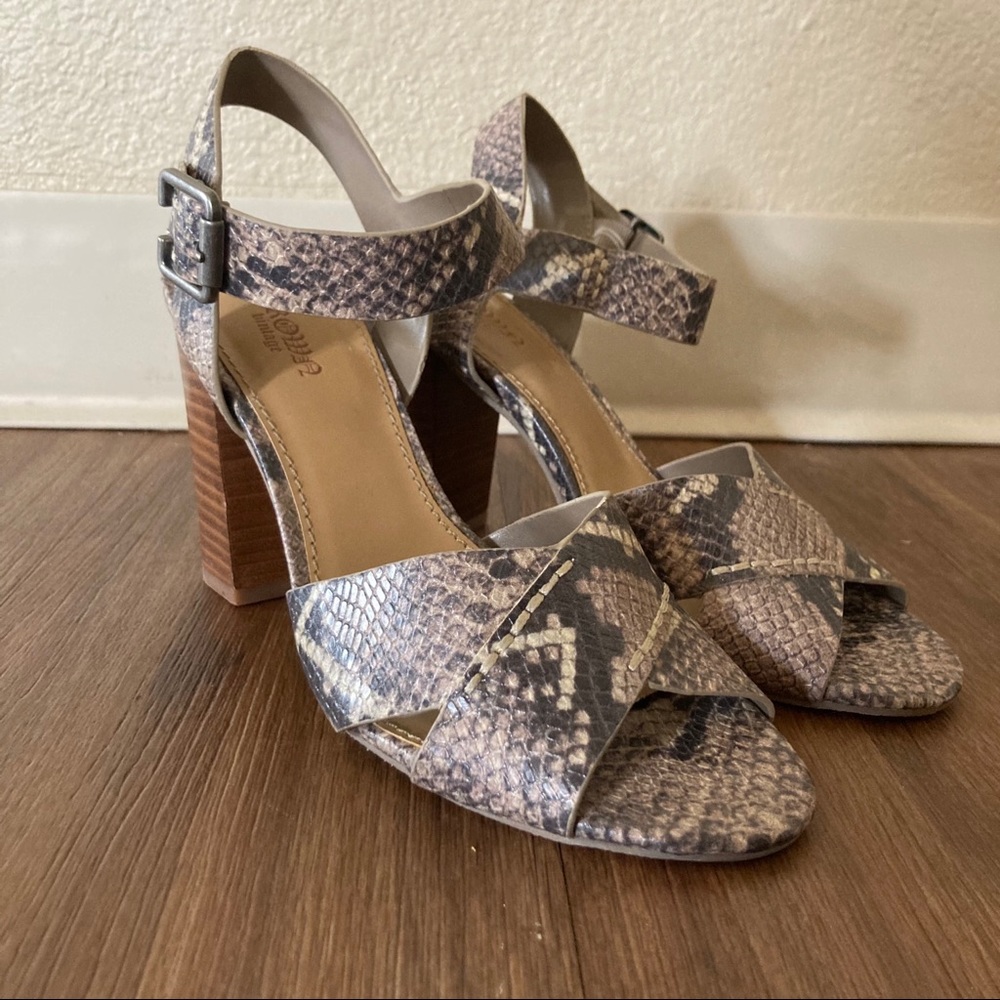 Crown Vintage Faux Reptile Leather Block Heel